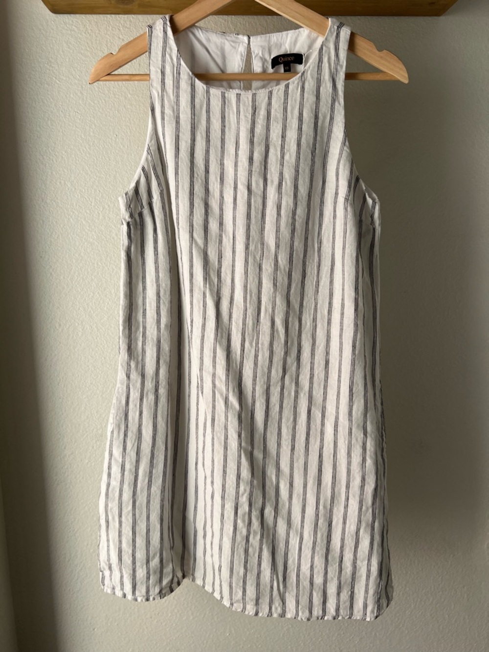Quince White Dress with Black Stripes